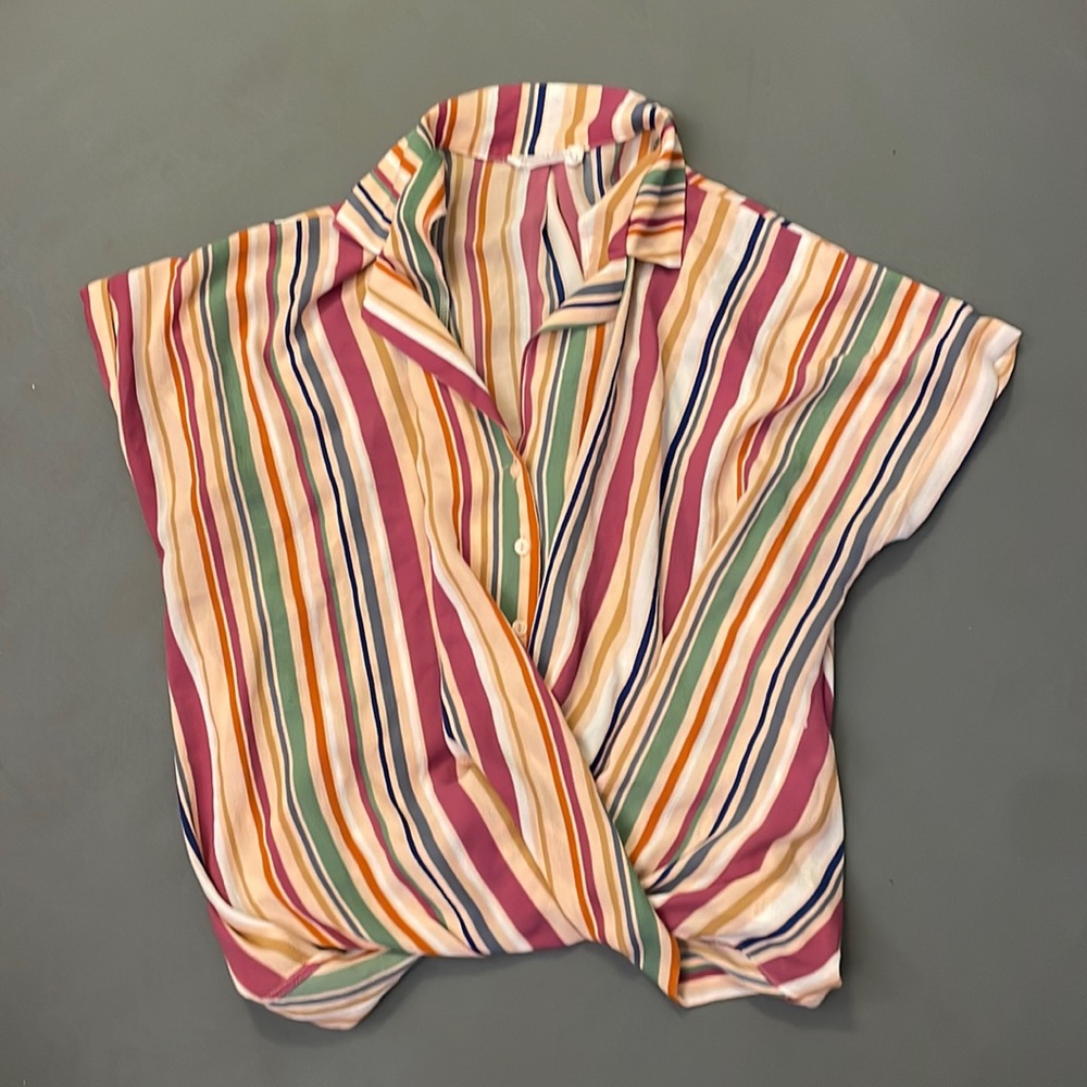 All in Favor Gathered Front Button Top